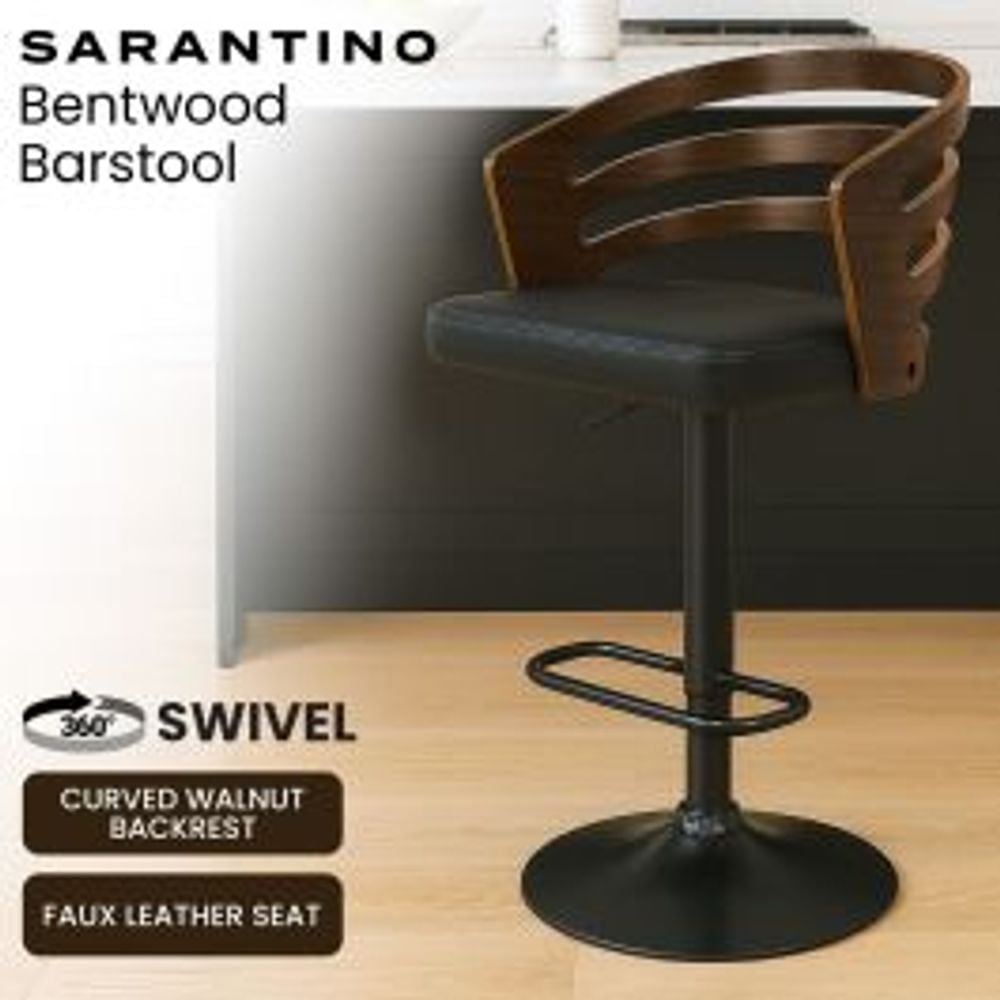 Sarantino Bentwood Walnut Barstool Leather Seat and Metal Base by Sarantino - ISBN: 9358528023300