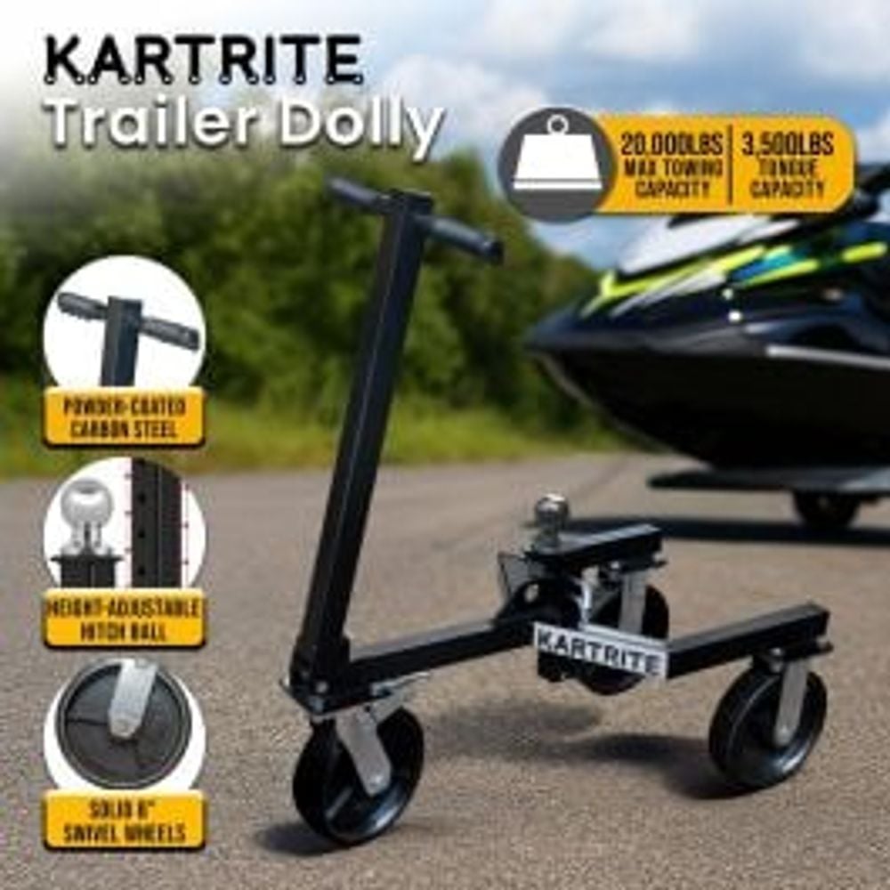 Kartrite Trailer Dolly 1500kg (3500lbs) Capacity Heavy - Duty Carbon Steel 8 - Inch Wheels by Kartrite - ISBN: 9358528039424