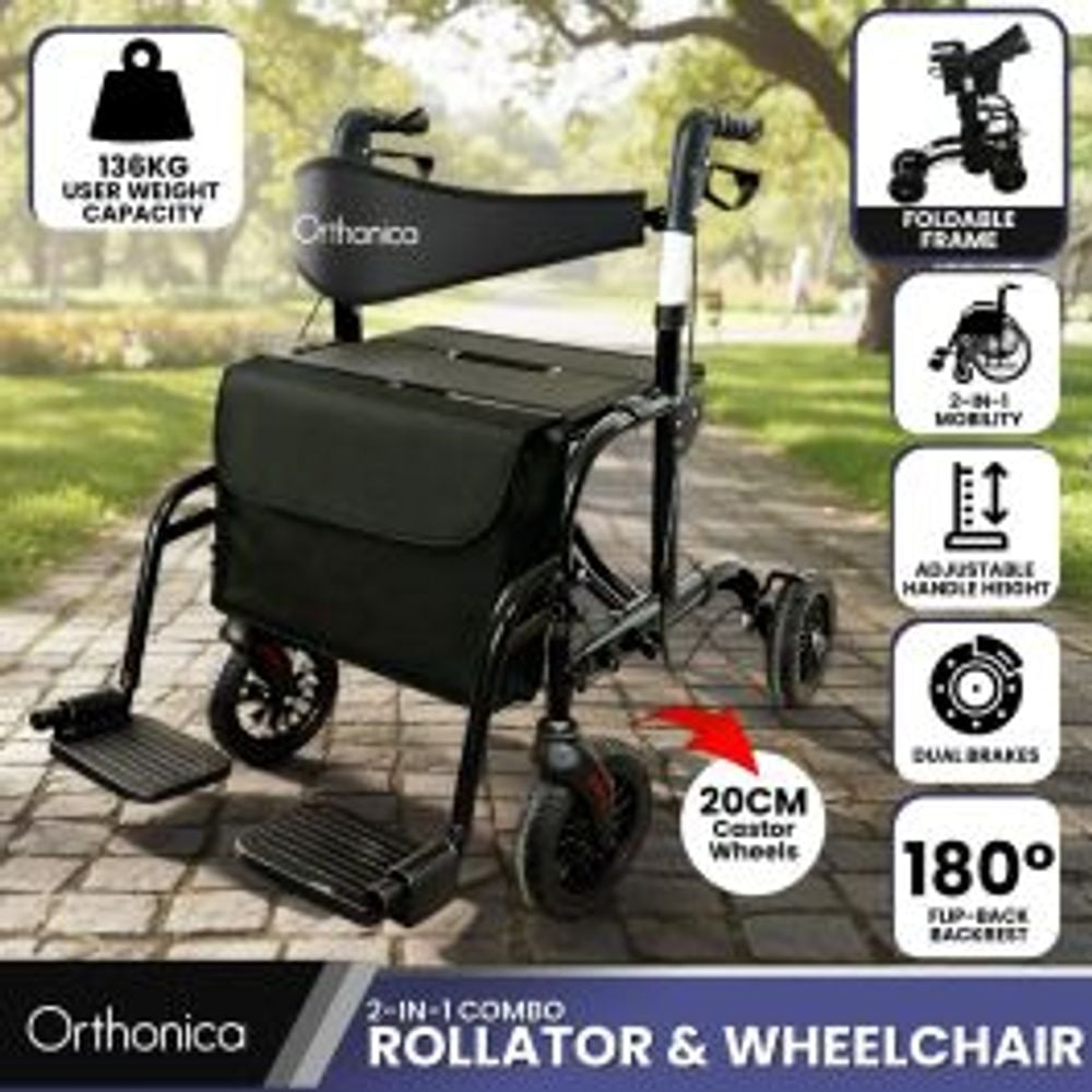 Orthonica 2-in-1 Lightweight Foldable Rollator Wheelchair by Orthonica - ISBN: 9358528055356