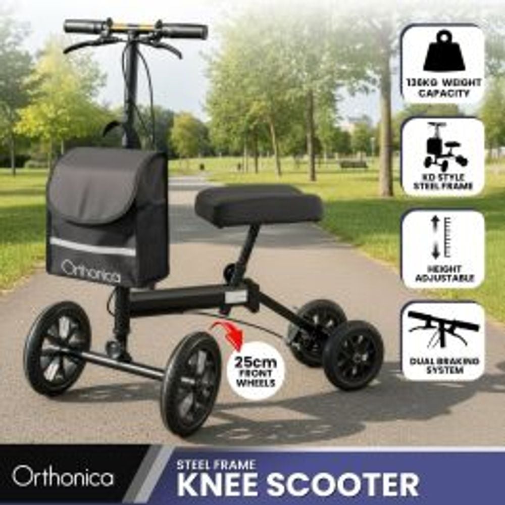 Orthonica Foldable Steerable Knee Walker Scooter with Adjustable Pad, Dual Brakes by Orthonica - ISBN: 9358528055363