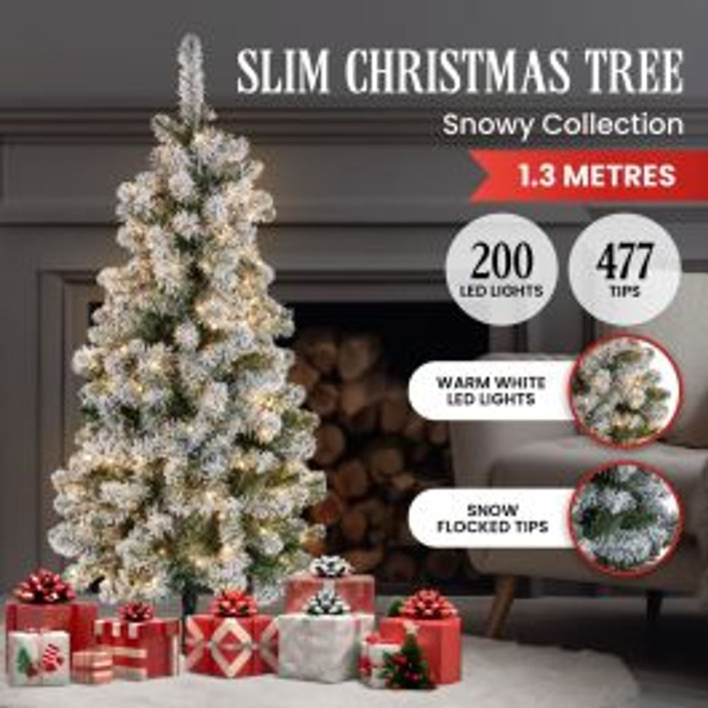 Christabelle Snowy Slimline Christmas Tree with LED Lights - 137cm by Christabelle - ISBN: 9358528079925