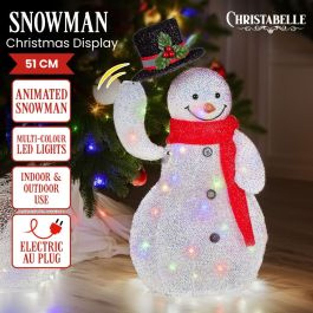 Christabelle Animated Snowman Christmas Display Multi - Colour LED Lights Xmas Decoration - 51cm by Christabelle - ISBN: 9358528079949