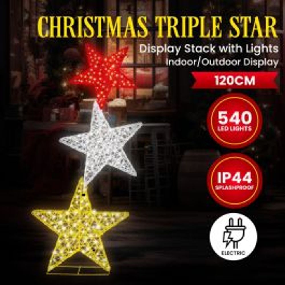Christabelle Triple Star Christmas Display with Lights - 120cm by Christabelle - ISBN: 9358528080488