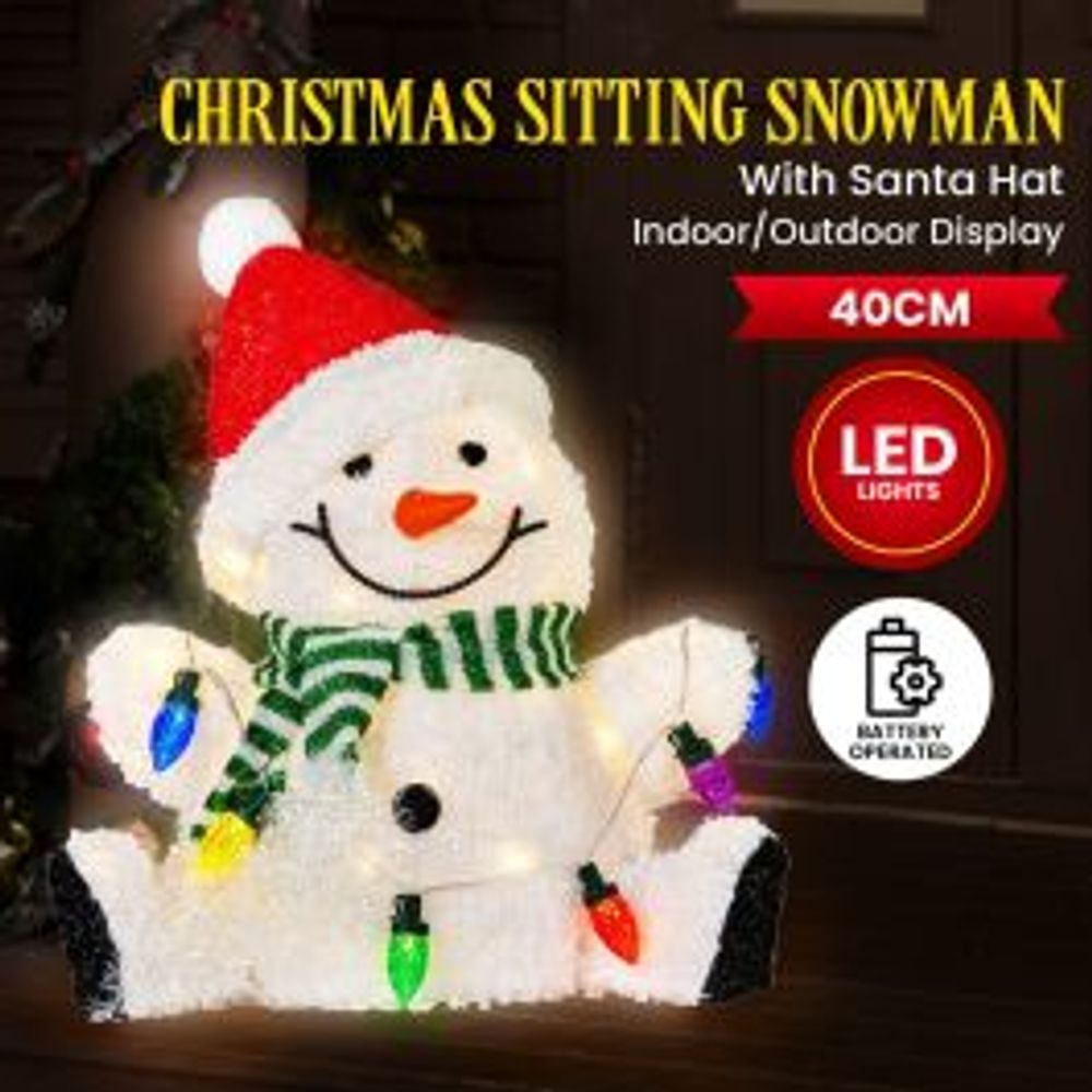 Christabelle Sitting Christmas Snowman Display with Lights - 40cm by Christabelle - ISBN: 9358528080549
