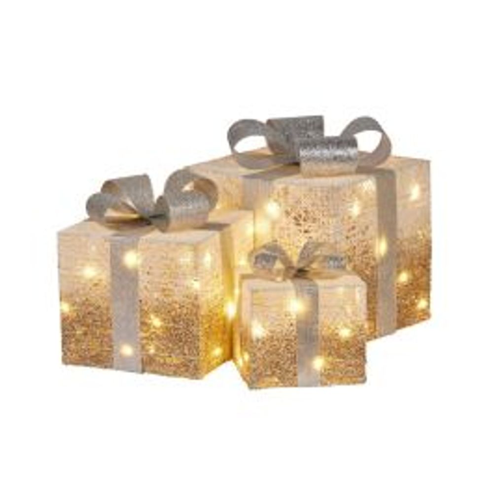 Christabelle Christmas Present Display Set with Lights - Champagne Finish, 3pcs by Christabelle - ISBN: 9358528080662