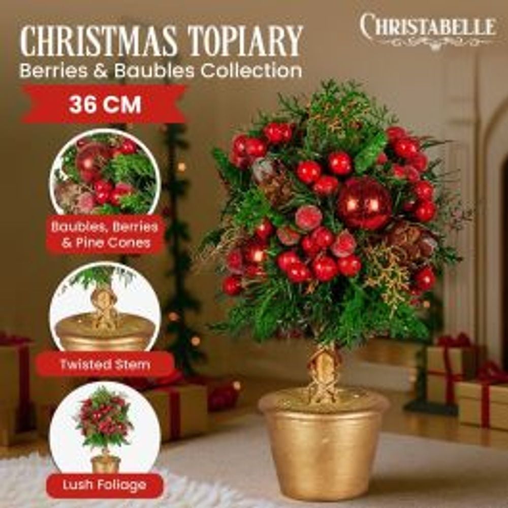 Christabelle Christmas Tabletop Topiary - Berries & Baubles - 36cm by Christabelle - ISBN: 9358528081058
