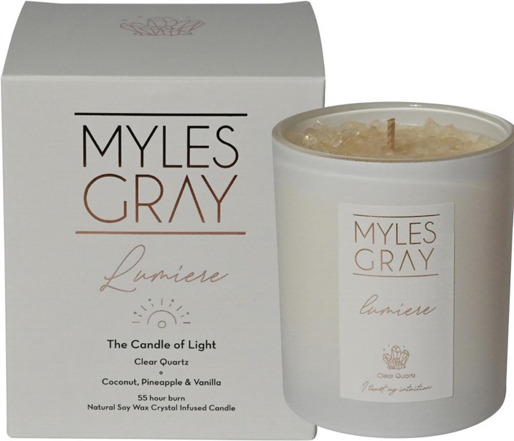 Myles Gray Crystal Infused Soy Candle (Coconut, Pineapple & Vanilla