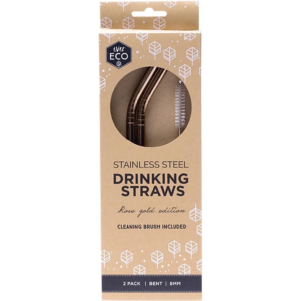 Stainless Steel Straws Bent Rose Gold, 9358813000535