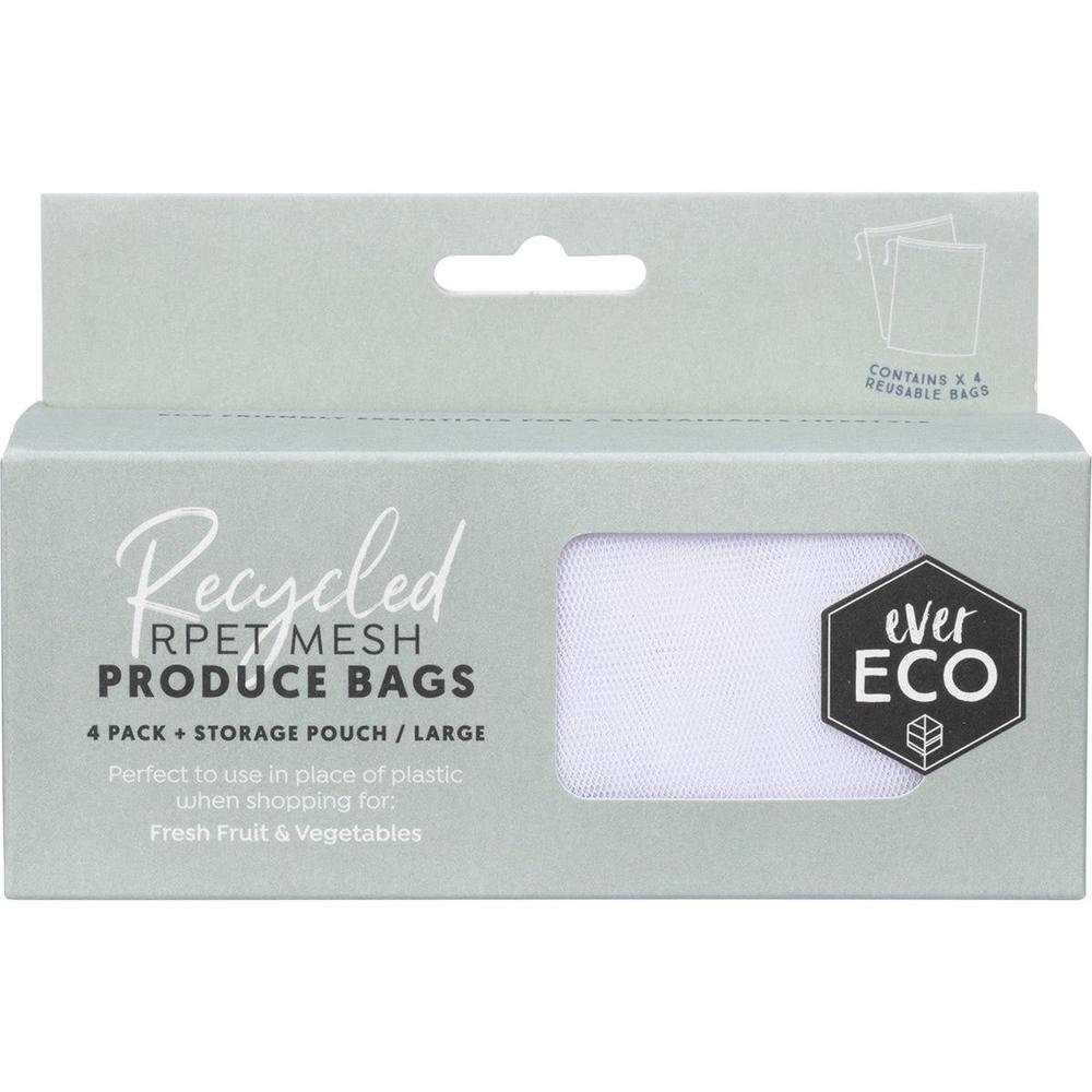 Reusable Produce Bags Recycled Polyester Mesh, 4 Pack, 9358813000665