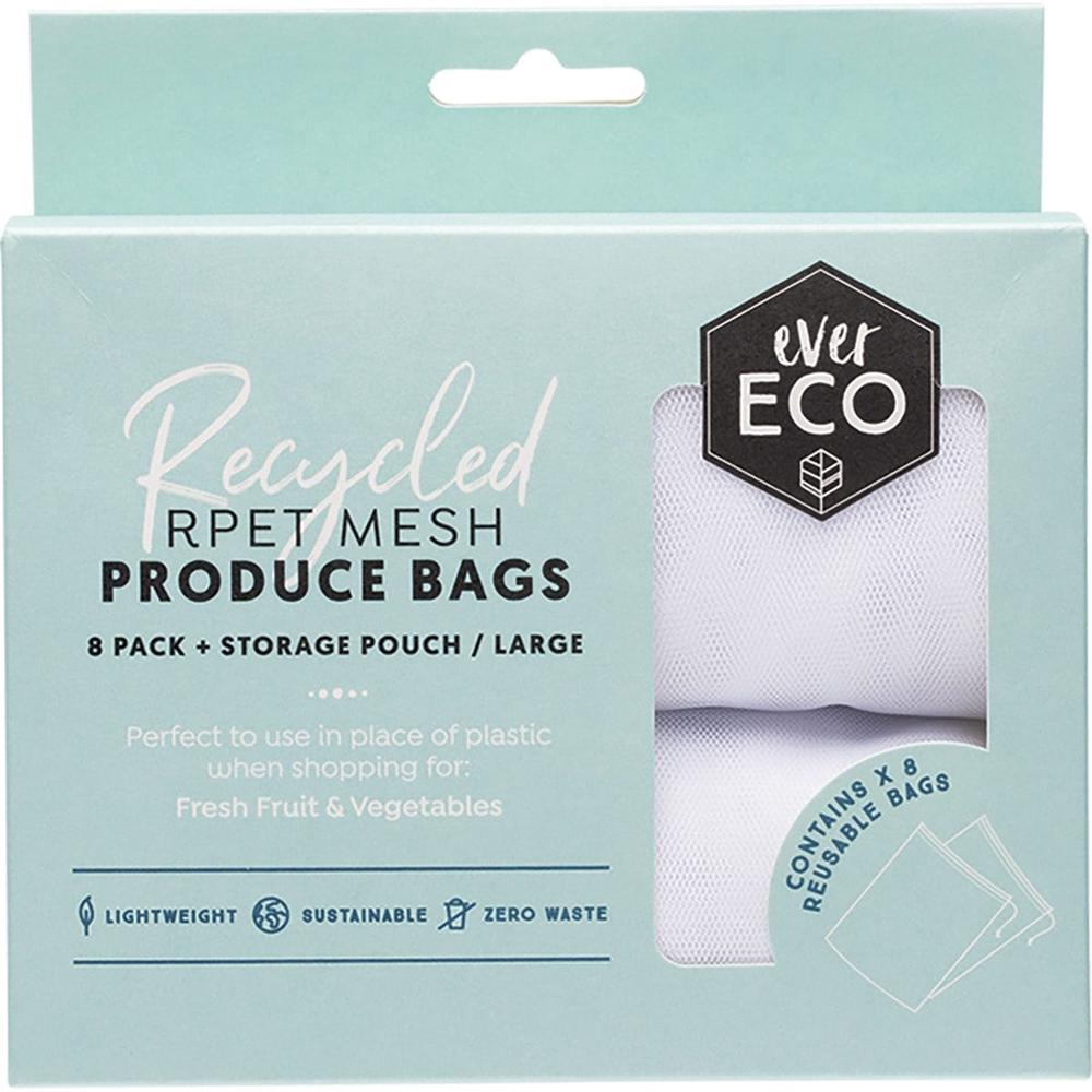 Reusable Produce Bags Recycled Polyester Mesh, 8 Pack, 9358813000672