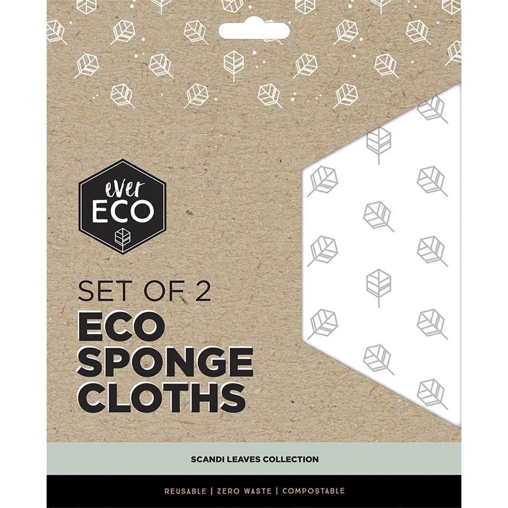 Eco Sponge Cloths Scandi Leaves Collection, 2 Pack, 9358813000955
