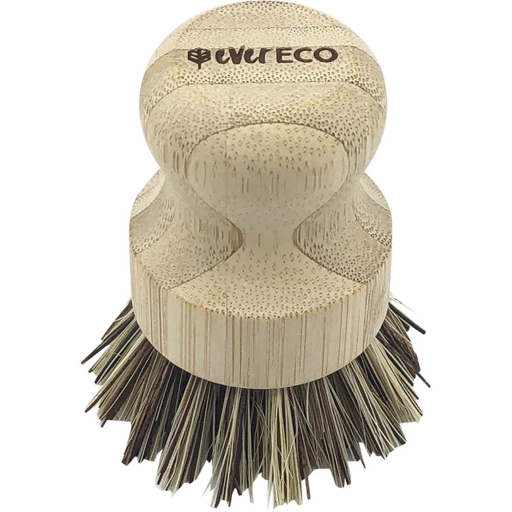 Pot Scrubber Bamboo Handle Palm Leaf Bristles, 9358813000993