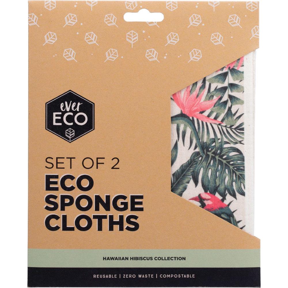 Eco Sponge Cloths Hawaiian Hibiscus Collection, Set of 2, 9358813001495