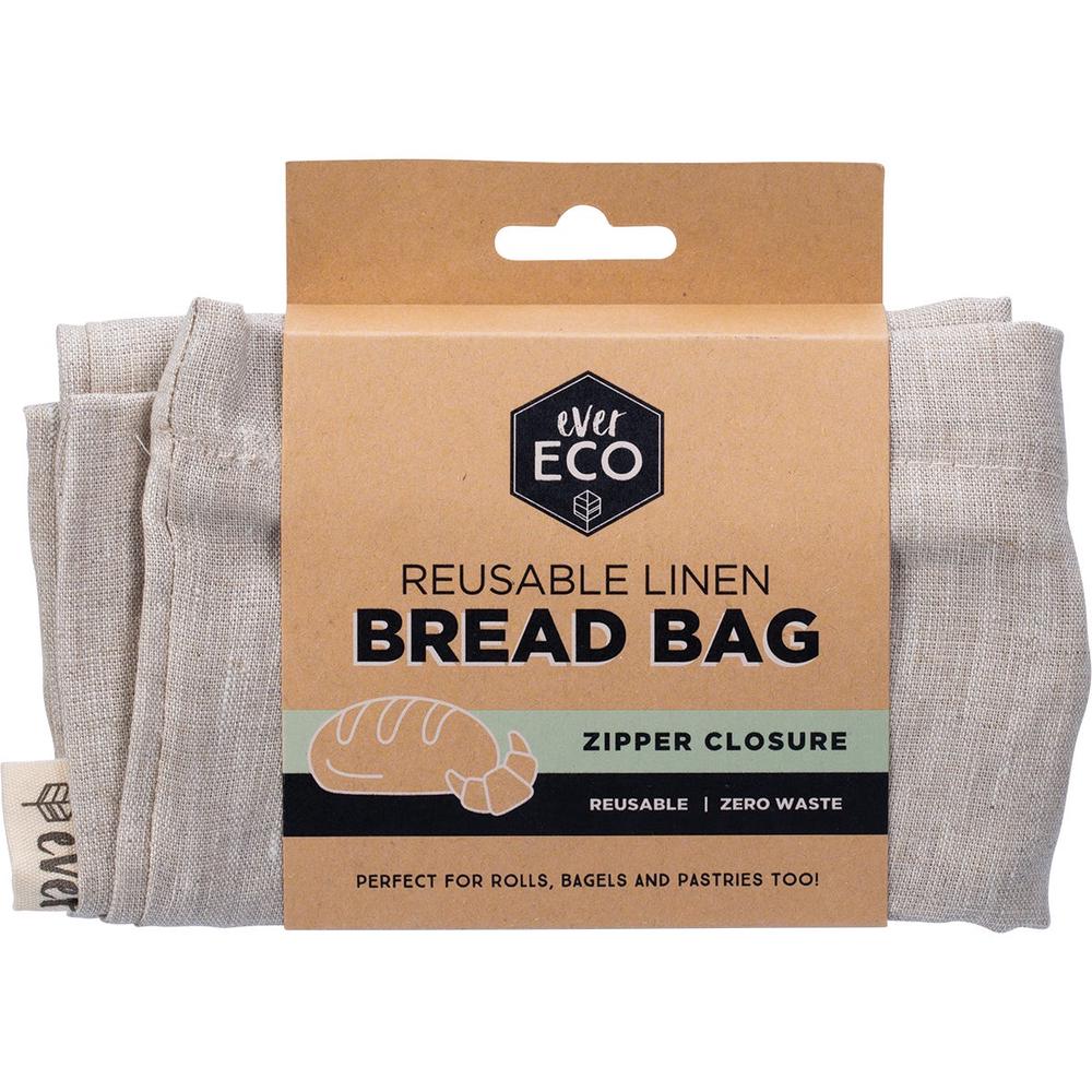 Reusable Linen Zipper Closure Bread Bag - 32x40cm, 9358813001730