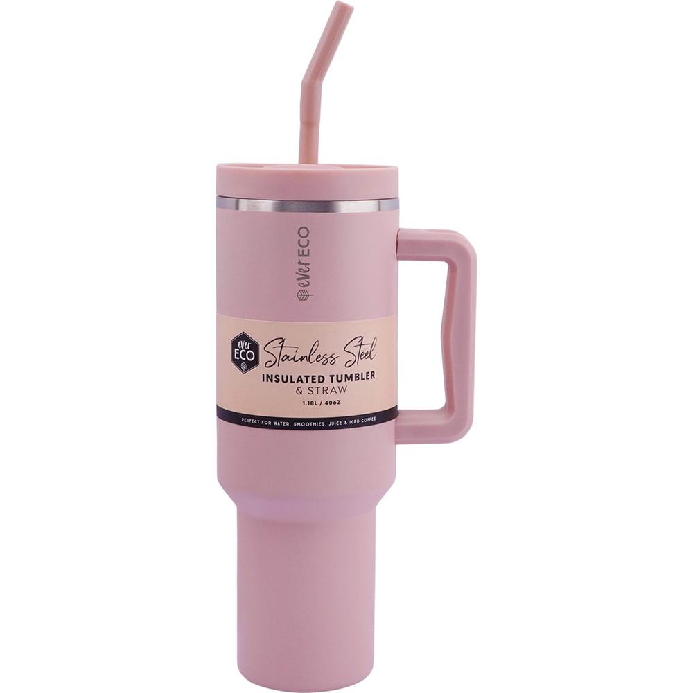 Insulated Tumbler with Handle & Straw (Rose), 9358813001815