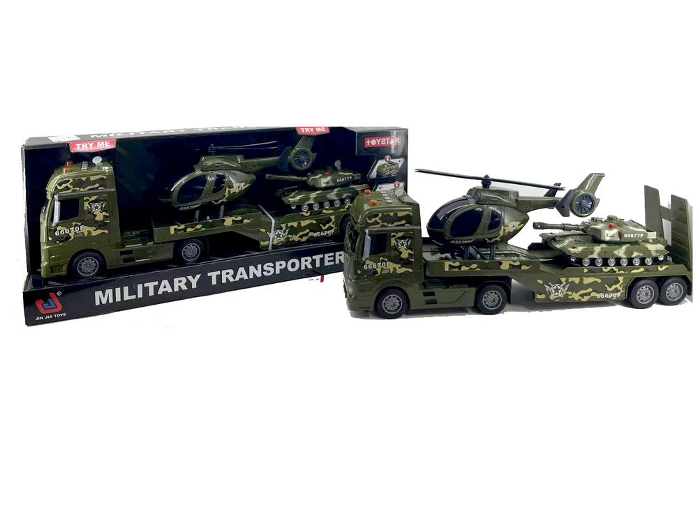 Jin Jia Toys Military Transporter & 2 Vehicles with Lights & Sounds - 44cm, 9361635000294