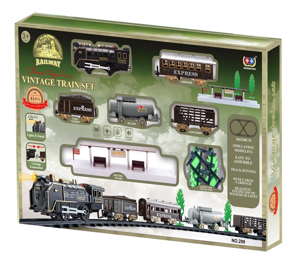 Xie Sheng Toys Vintage Train Set Electric with Lights & Sounds, 9361635004537
