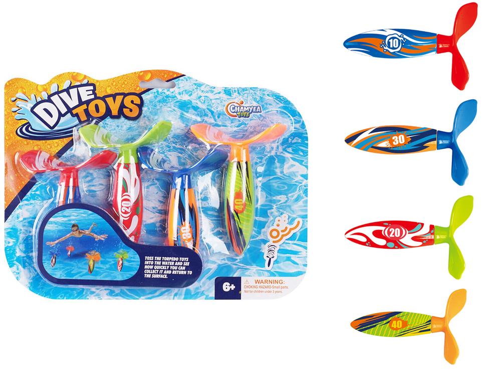 Chamyea Toys Dive Spinning Torpedoes, 4 Pieces, 9361635005367