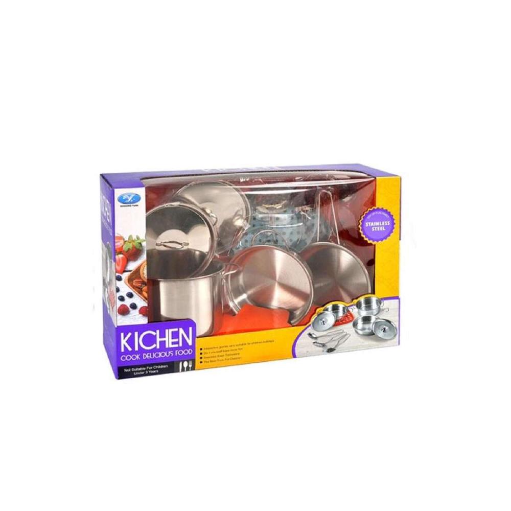 All Brands Toys Kitchen Cook Stainless Steel Set, 9pc, 9361635006739