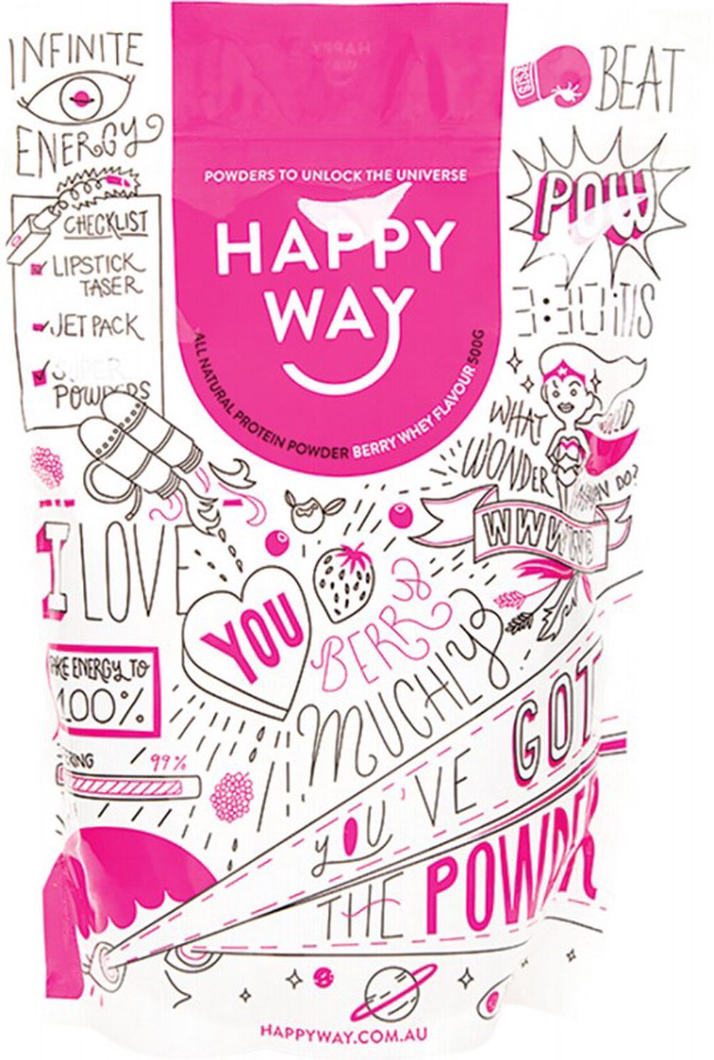 Happy Way Whey Protein Powder (Berry) - 500g, 9369999314217