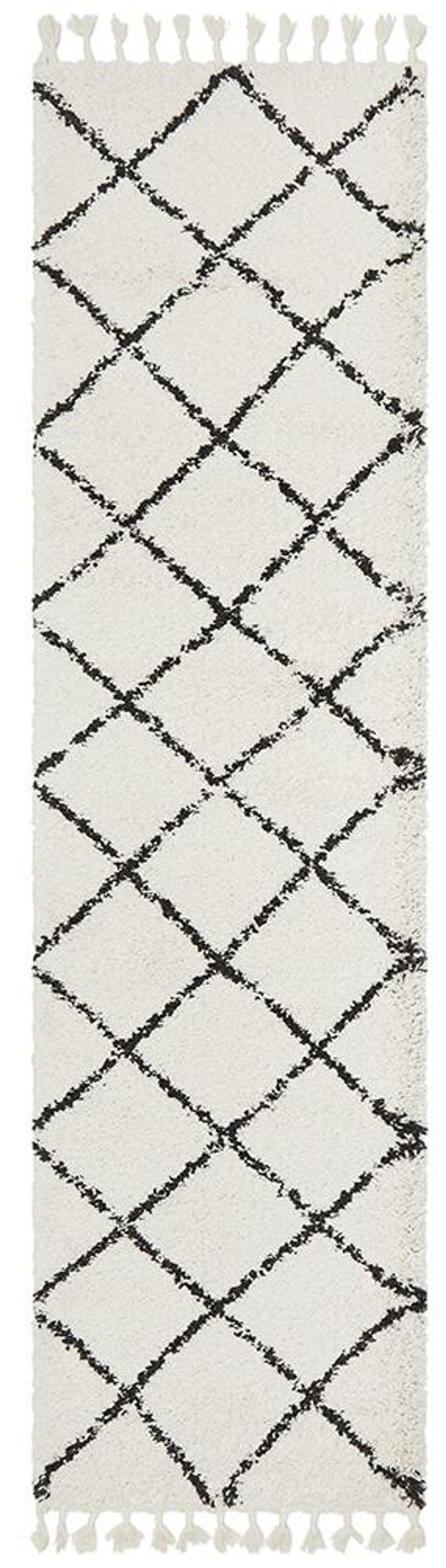 Rug Culture Saffron Cross Shag Runner Rug (White) - 300x80cm by Rug Culture - ISBN: 9375321877589