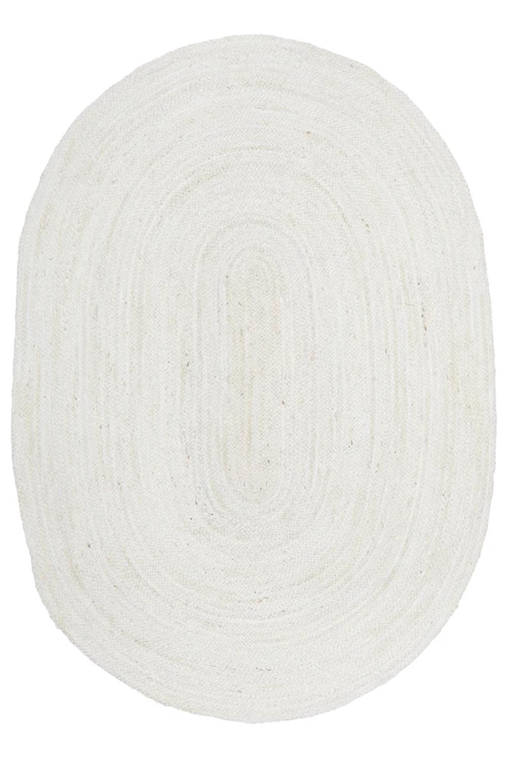 Rug Culture Bondi Jute Oval Rug (White) - 280x190cm