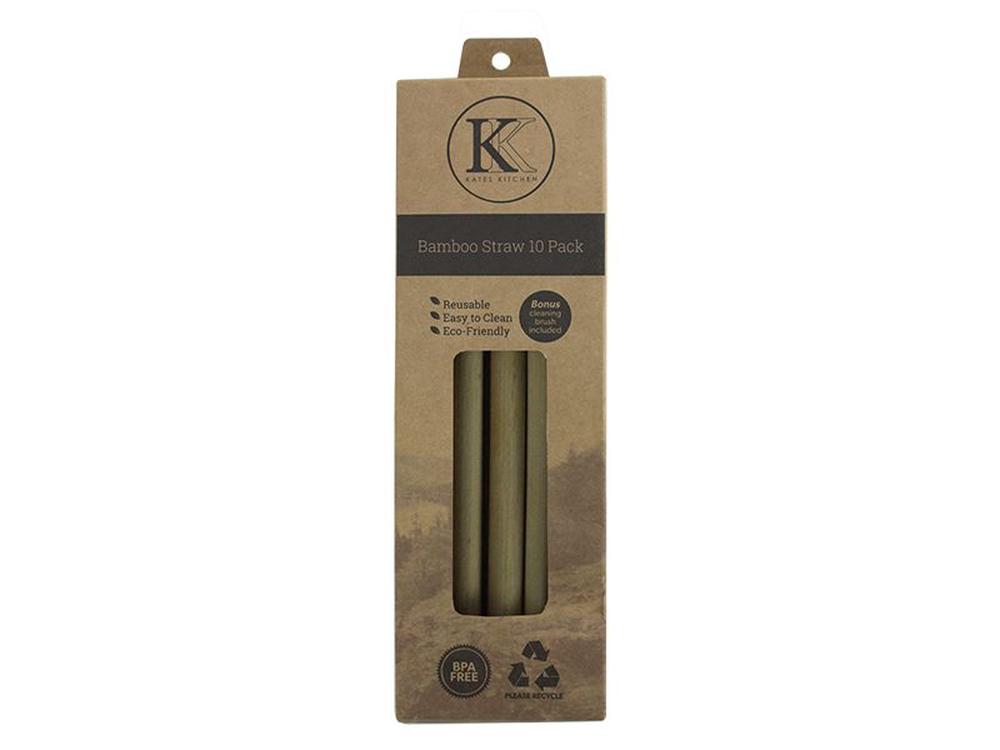 Bamboo Straws With Cleaning Brush, 10 Piece, 9401010302497