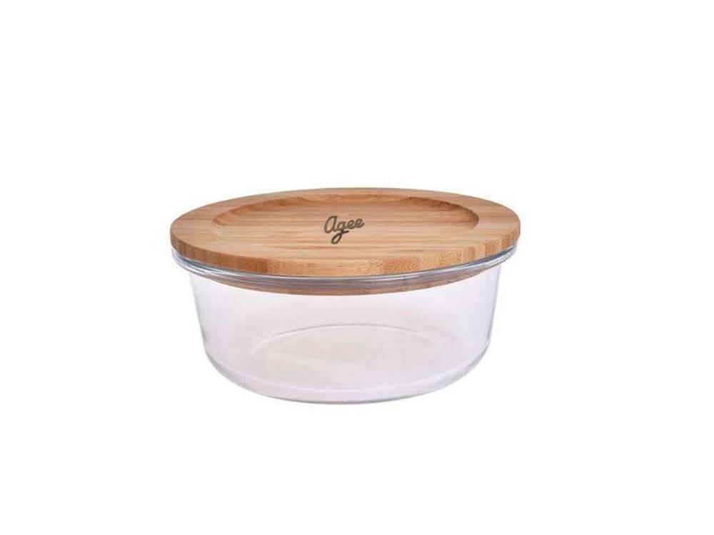 Glass Container With Bamboo Lid, 9401010306457