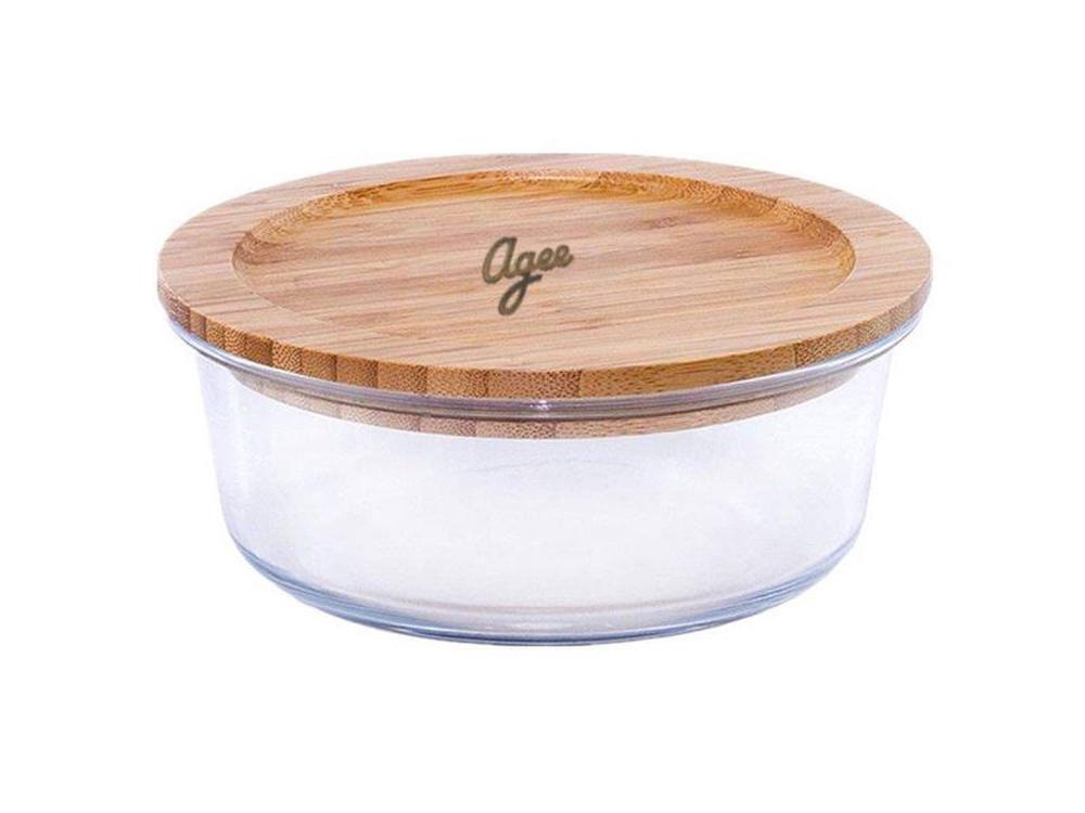 Glass Container With Bamboo Lid, 9401010306471