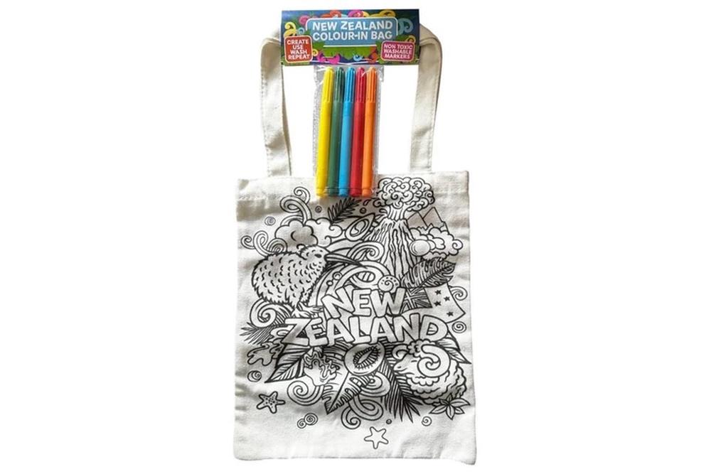 Avalon NZ Kiwiana Colour-In Bag w/Markers - 30x25cm, 9414740971611