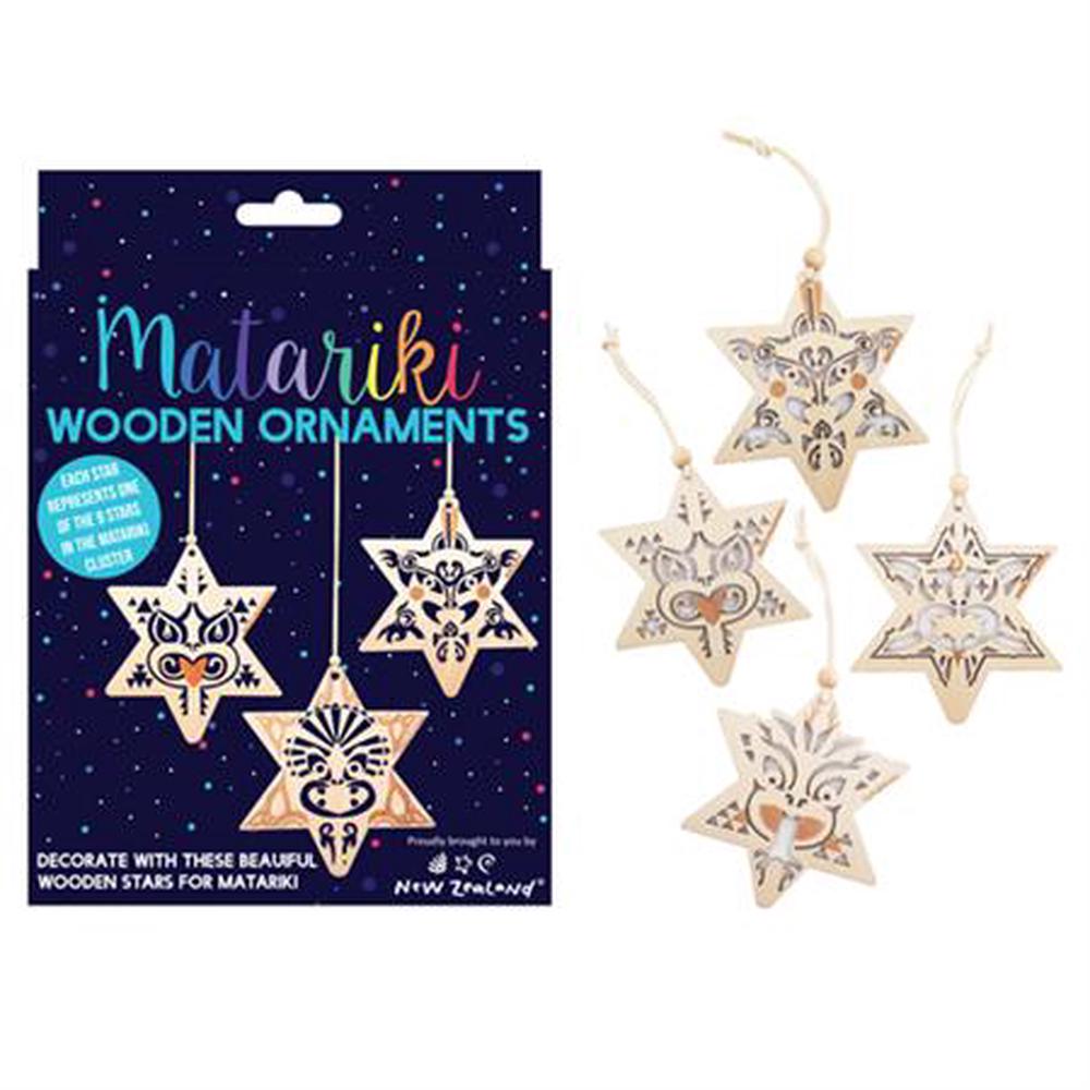 Matariki Wooden Star Ornaments Set ,9pc, 9414740986004