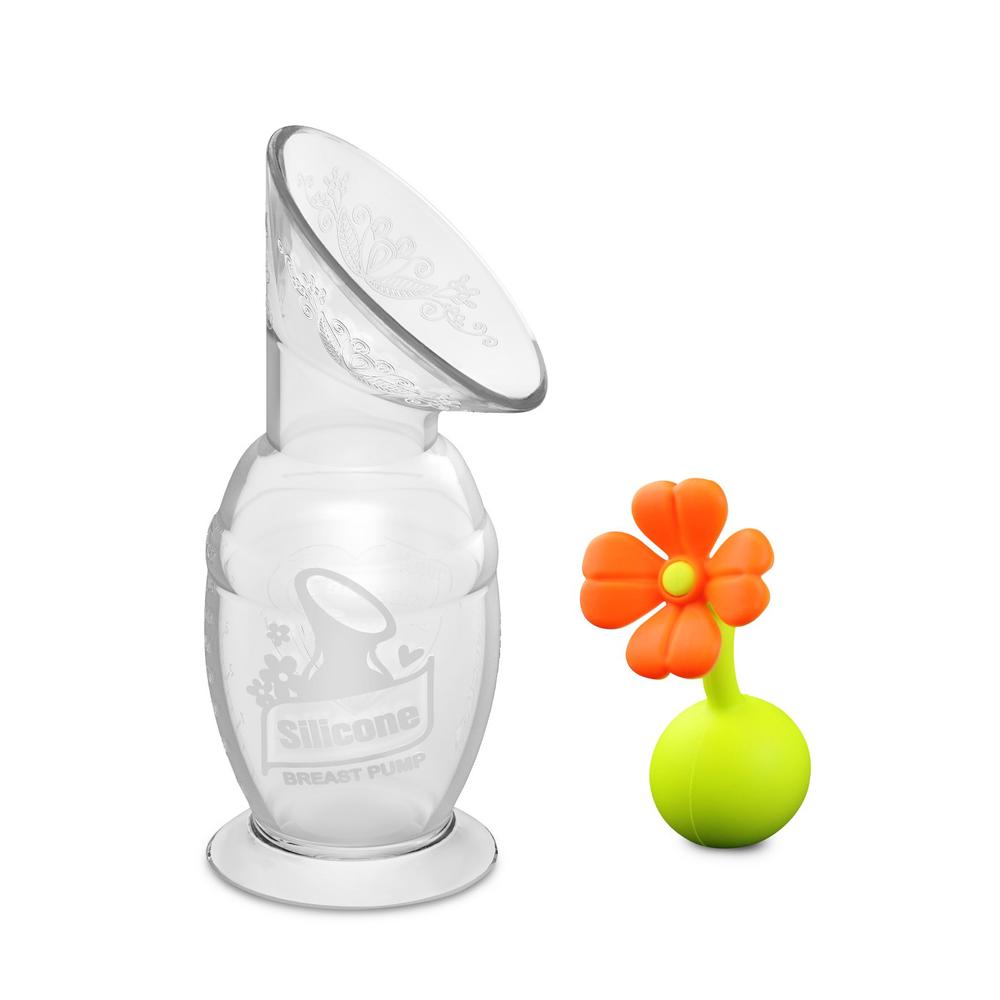 Haakaa Silicone Breast Pump and Orange Flower Stopper Gift Box, Gen 2 - 150mL, 9420060200911