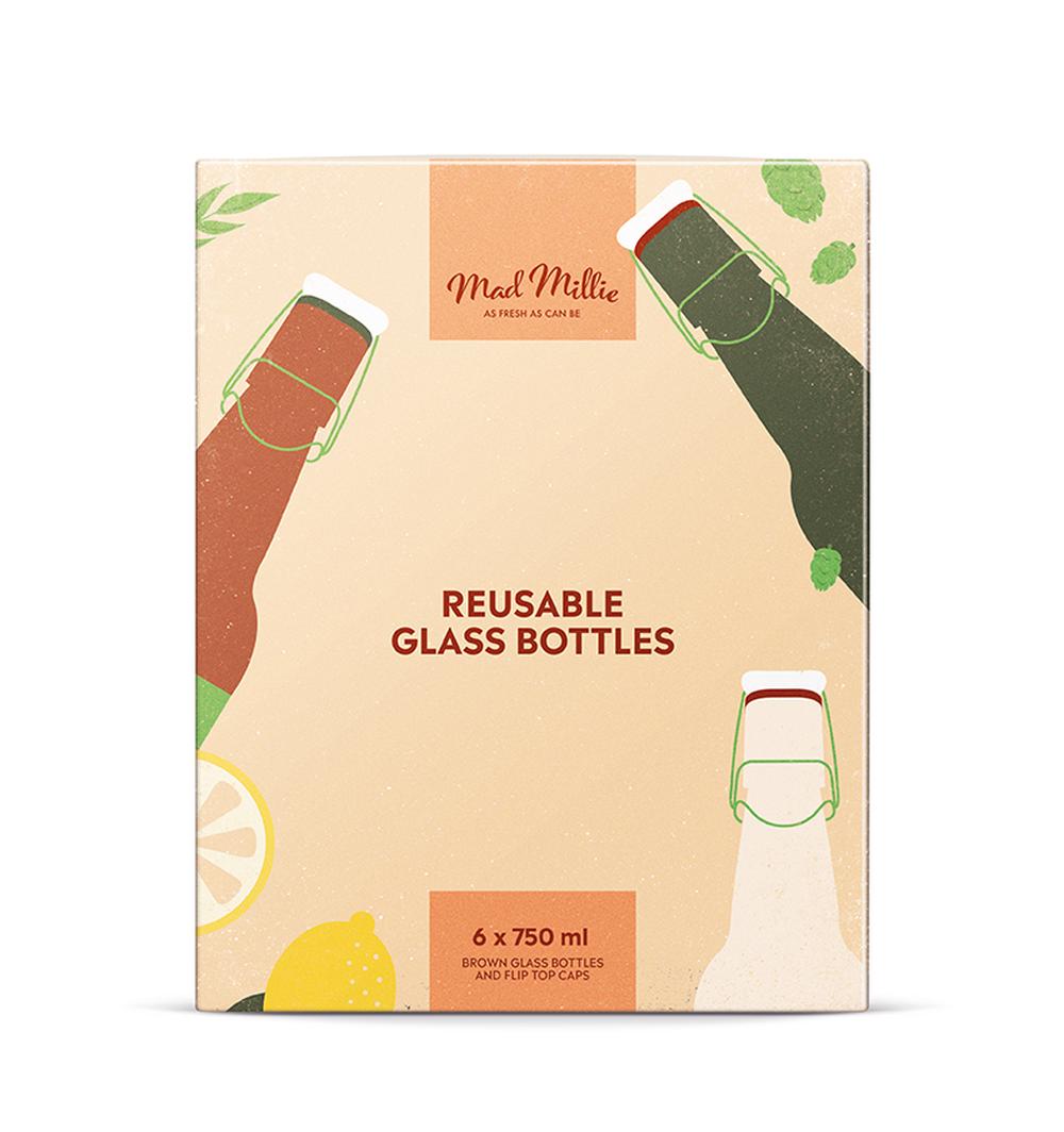 Mad Millie Flip Top Glass Home Brew Bottles, 6 Piece 750mL Buy