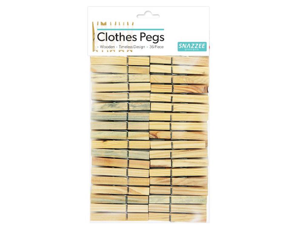 Wooden Clothes Pegs, 36 Piece, 9421025905681