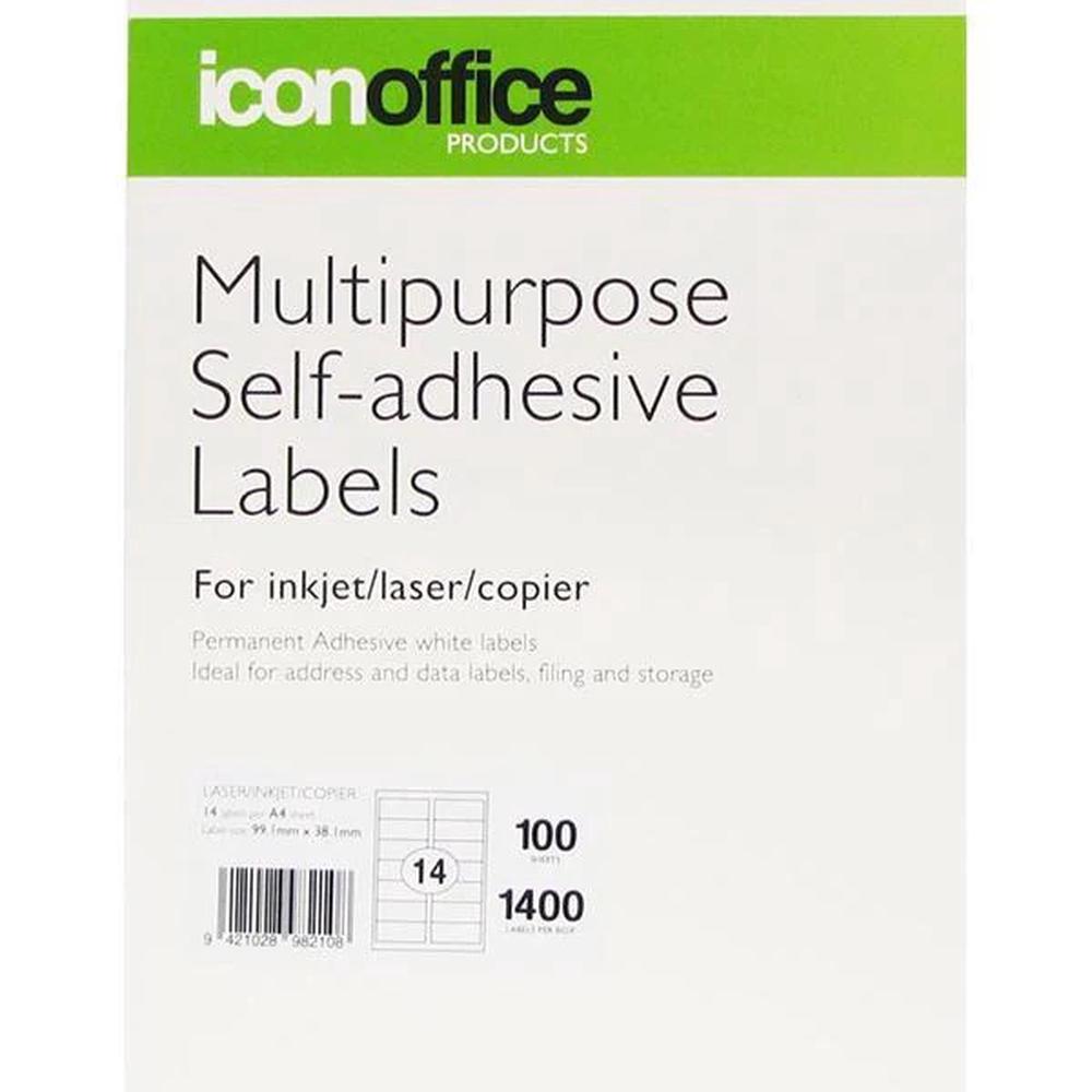Icon Multipurpose Selfadhesive Labels, 14 Per Sheet, Pack of 100