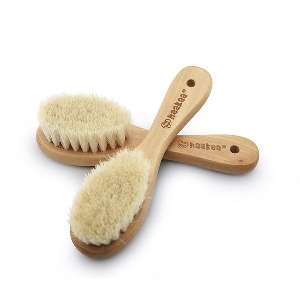 Haakaa Goat Wool Wooden Baby Hair Brush | Buy online at The Nile