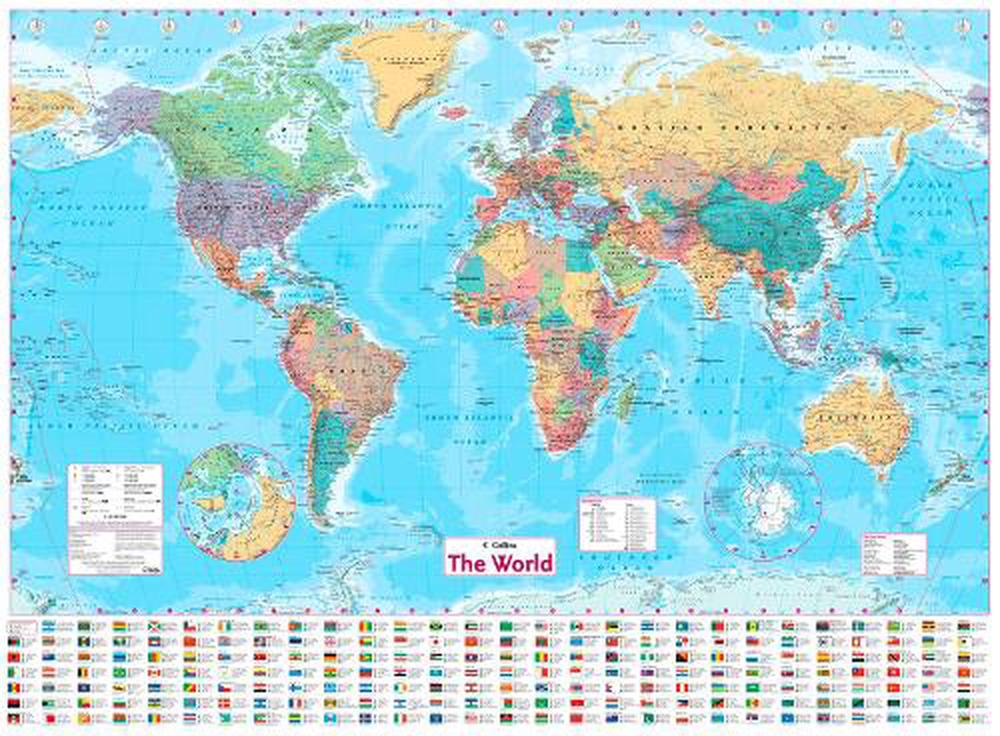 Collins World Wall Paper Map by Collins Maps, 9780008211585 | Buy ...