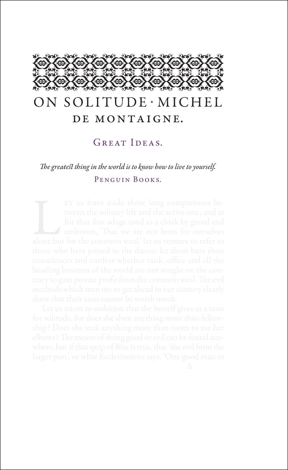 Sample Of English Essay On Solitude Narrative Essay Examples For High School also High School Essay Writing On Solitude By Michel De Montaigne Paperback Buy How To Start A Science Essay