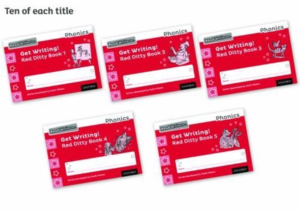 Read Write Inc. Phonics Get Writing! Red Ditty Books 15 Pack of 50 by