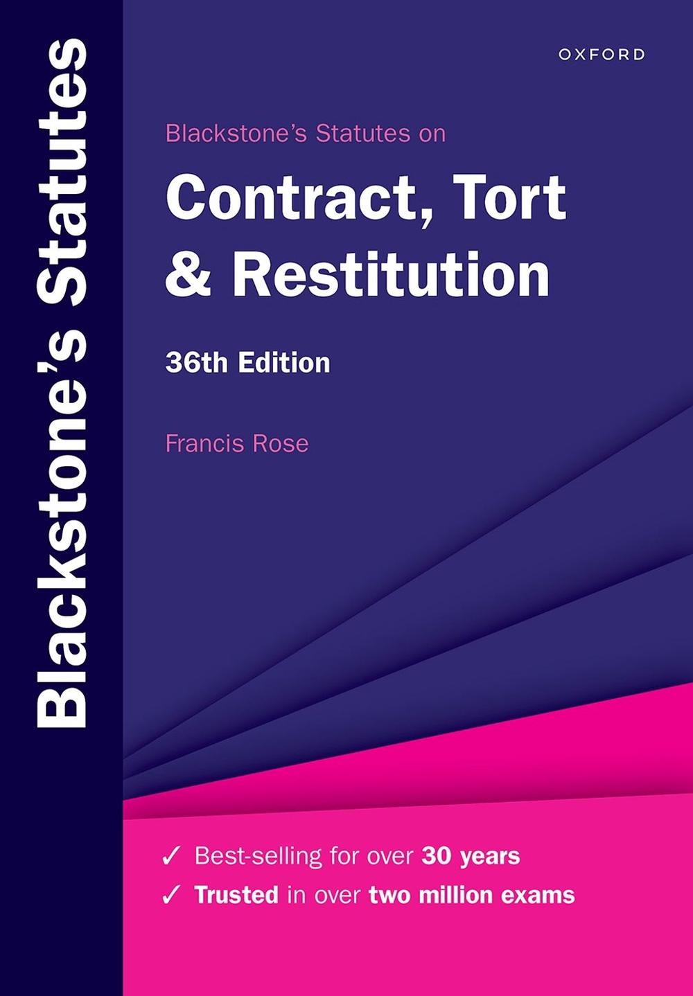 Blackstone's Statutes on Contract, Tort & Restitution, 9780198971238