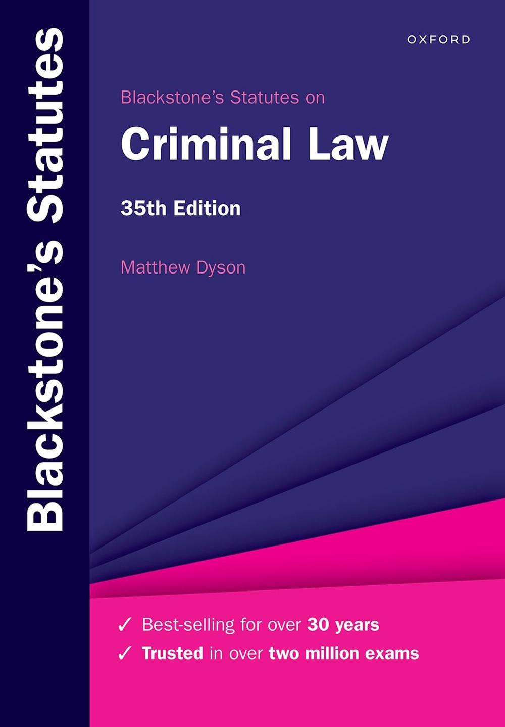 Blackstone's Statutes on Criminal Law, 9780198971269