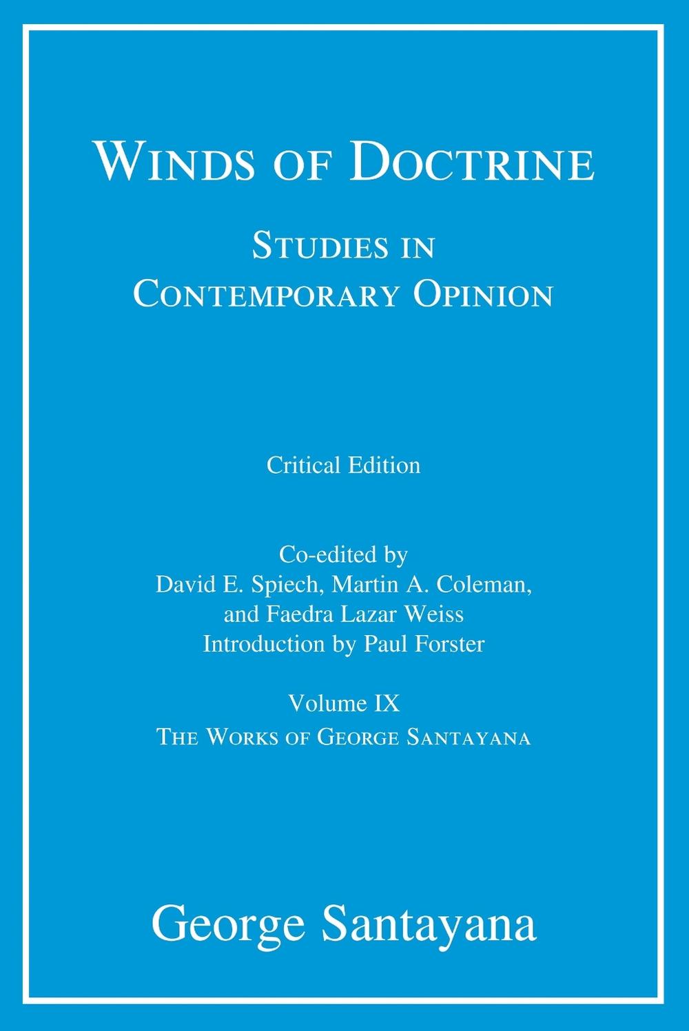 Winds of Doctrine, critical edition, Volume 9 by George Santayana - ISBN: 9780262048675