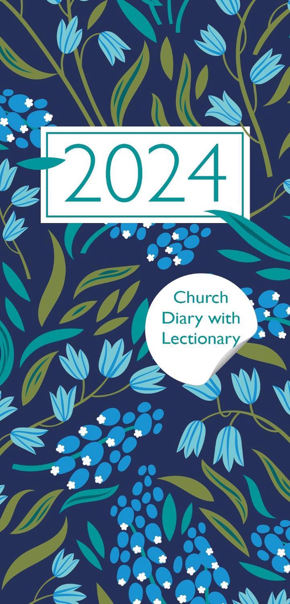 SPCK Church Pocket Book and Diary 2024 Navy Floral with Lectionary, 9780281089598