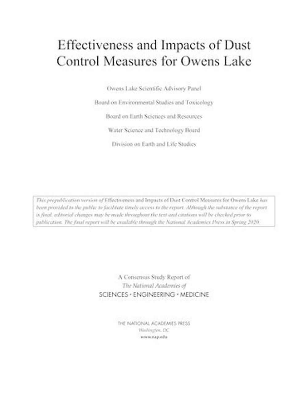 Effectiveness and Impacts of Dust Control Measures for Owens Lake by