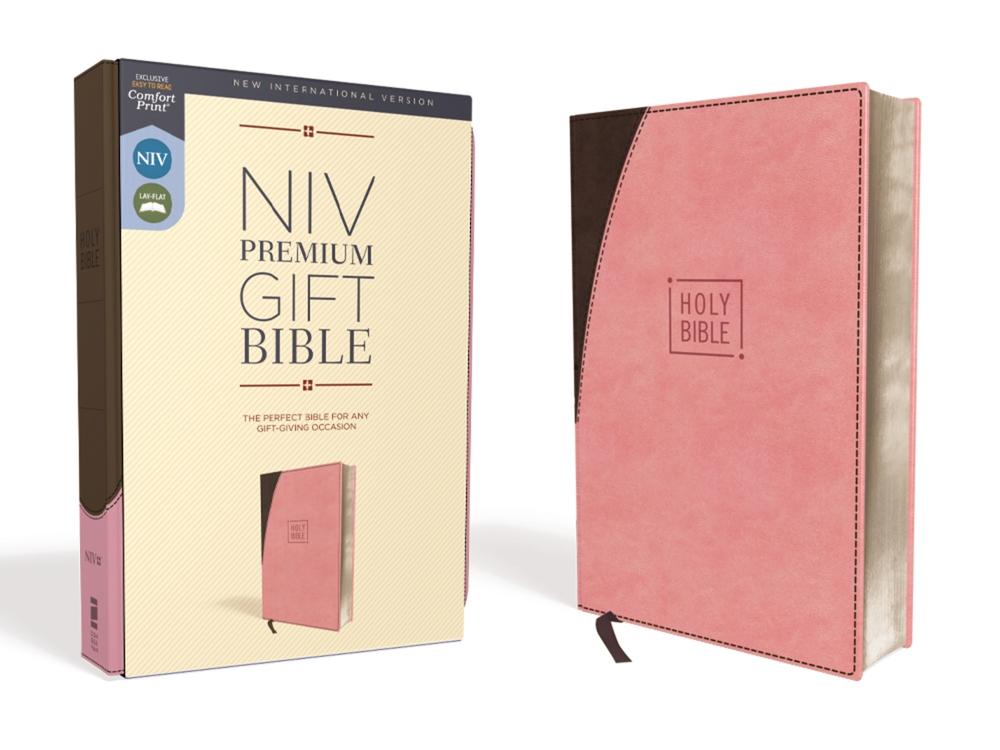 NIV, Premium Gift Bible, Leathersoft, Pink/Brown, Red Letter, Comfort Print, 9780310094012