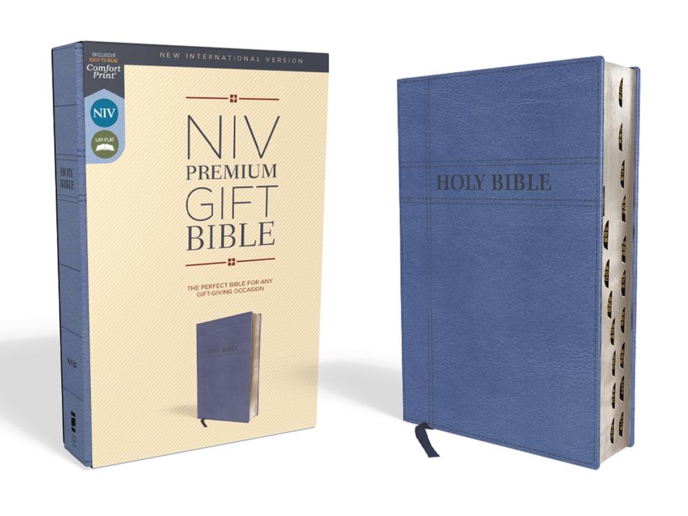 NIV, Premium Gift Bible, Leathersoft, Navy, Red Letter, Thumb Indexed, Comfort Print, 9780310094128