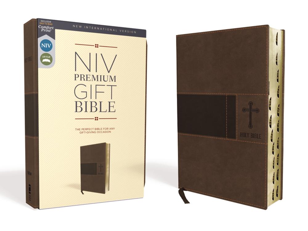 NIV, Premium Gift Bible, Leathersoft, Brown, Red Letter, Thumb Indexed, Comfort Print, 9780310094487