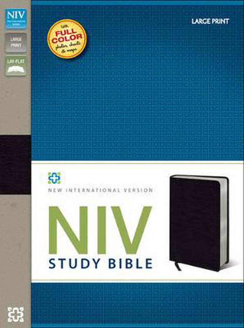Study Bible Niv Large Print By Zondervan Bonded Leather 9780310437574