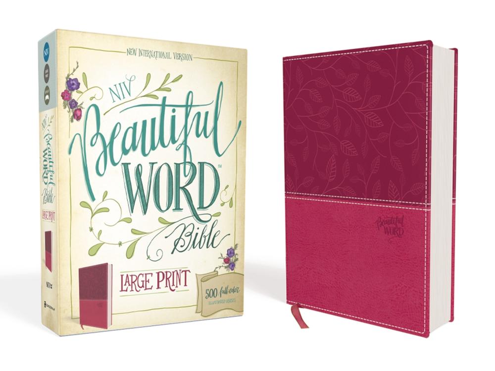 NIV, Beautiful Word Bible, Large Print, Leathersoft, Pink, 9780310446071