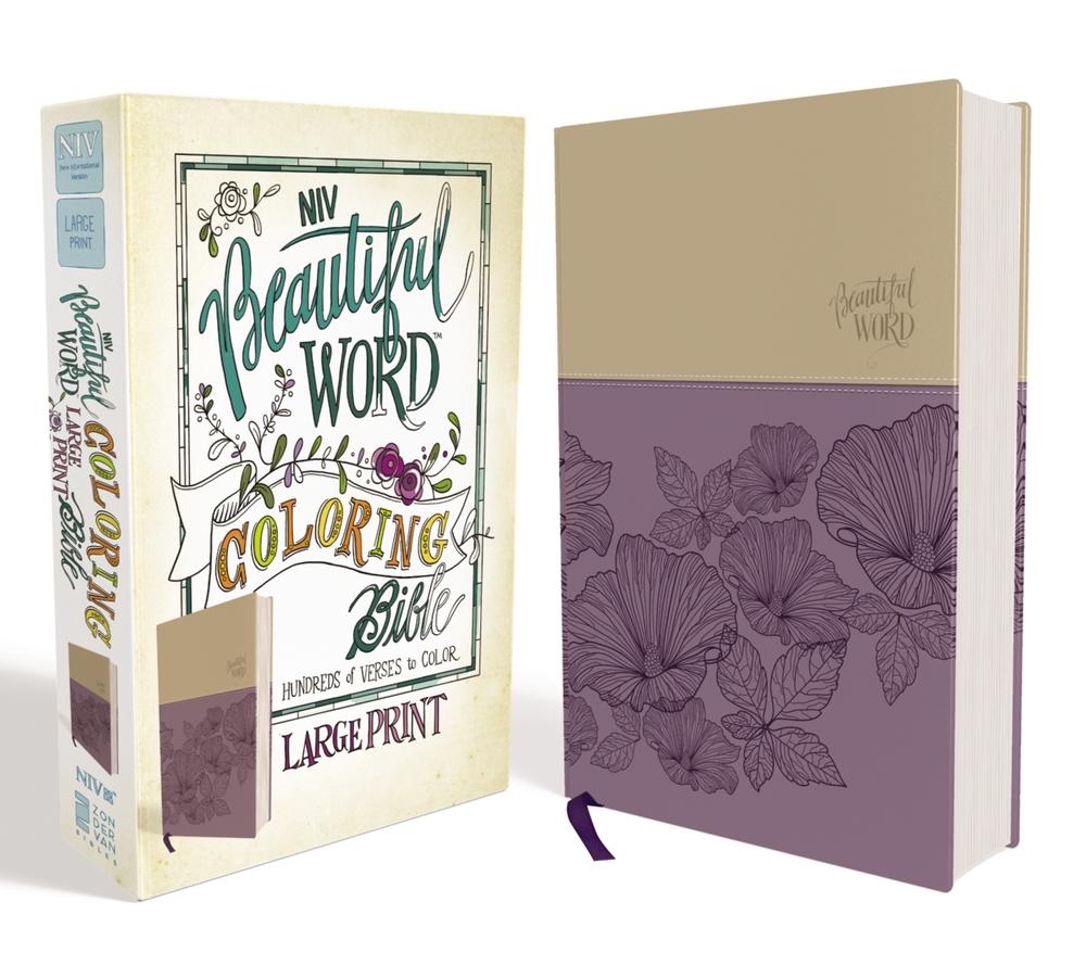 NIV, Beautiful Word Coloring Bible, Large Print, Leathersoft, Purple/Tan, 9780310447061
